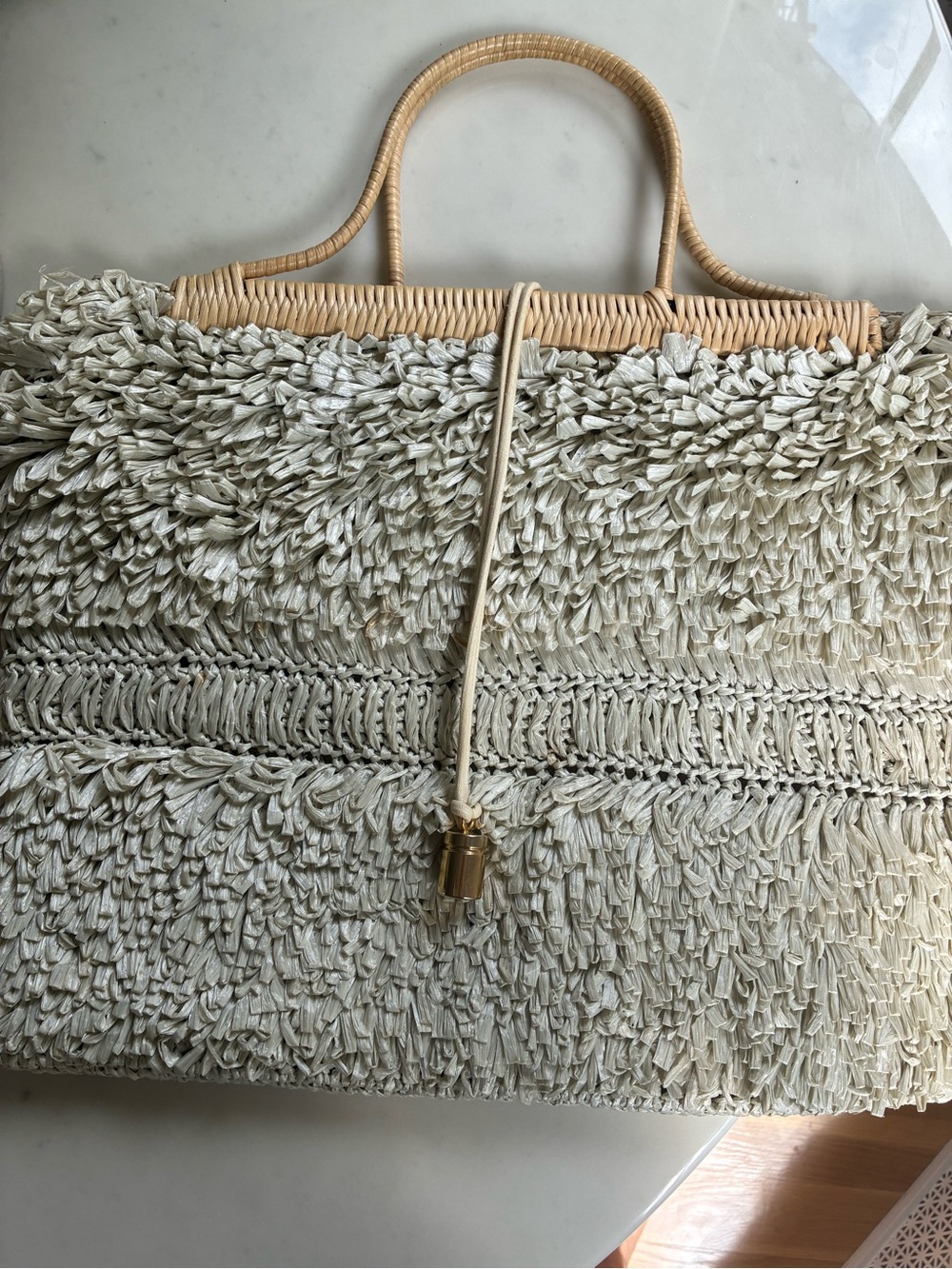 Barneys New York Woven Raffia Fringe Tote Bag - Picture 4 of 7